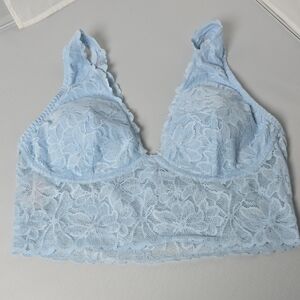 EUC PINK Victoria's Secret Light Blue Lace Bralette Sz M
